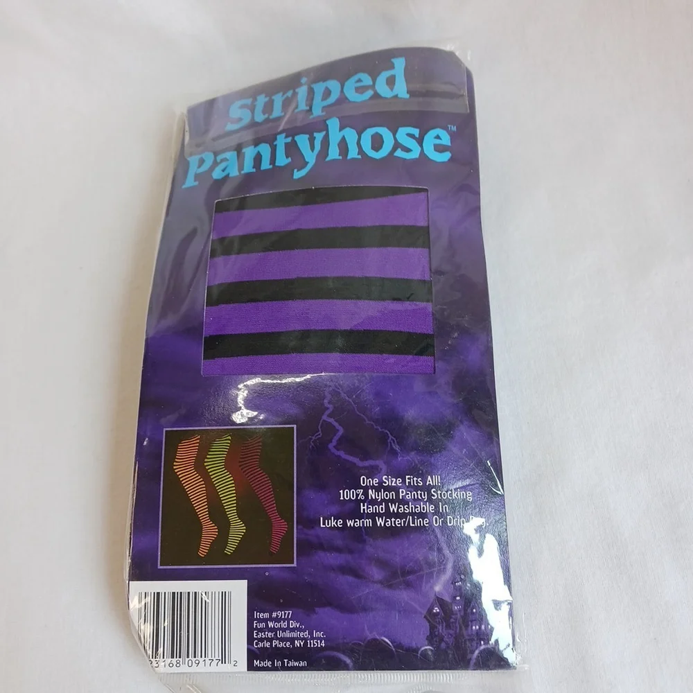 Fun World Purple and Black Striped Pantyhose One Size
